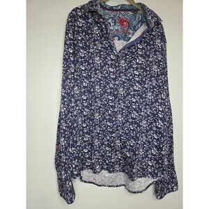 Au Noir Men's Long Sleeve Button Down Shirt Blue, ‎ Size 1XL
